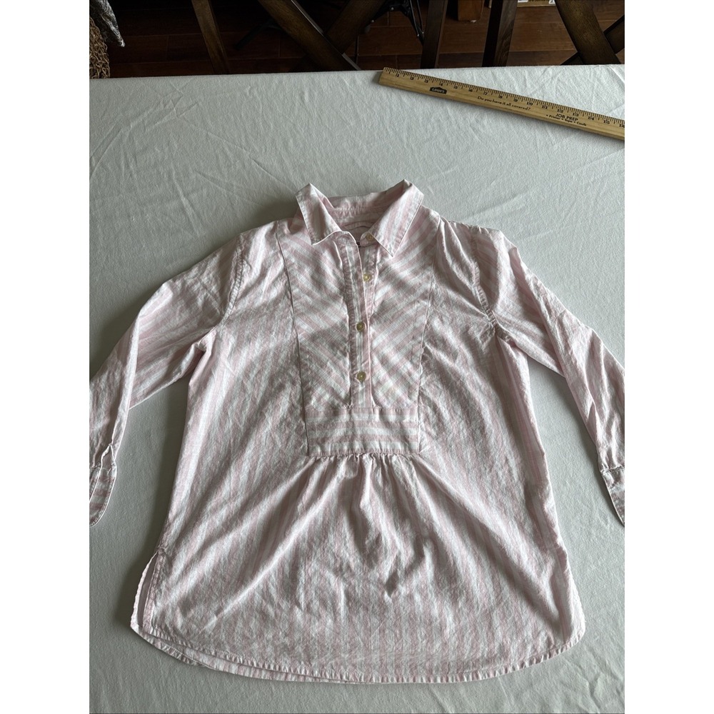 Vineyard Vines Womens Pink White Striped 3/4 Sleeve Cotton Blouse Size Small